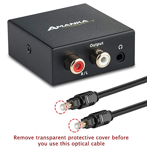 Convertidor Digital a Analógico, AMANKA DAC Audio Óptico Coaxial(RCA) Toslink SPDIF a Audio Estéreo R/L + Jack 3.5mm con Cable Óptico