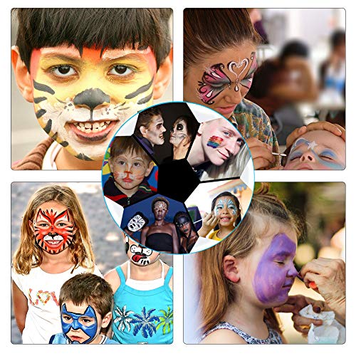 Coquimbo Maquillaje Niñas, Kit de Pintura Facial, Face Body Painting, pinturas cara para niños, Maquillaje de Fiesta, Cumpleaños, Halloween, Navidad,2 Polvo Brillo 16 Colores Lavables 4 Pinceles