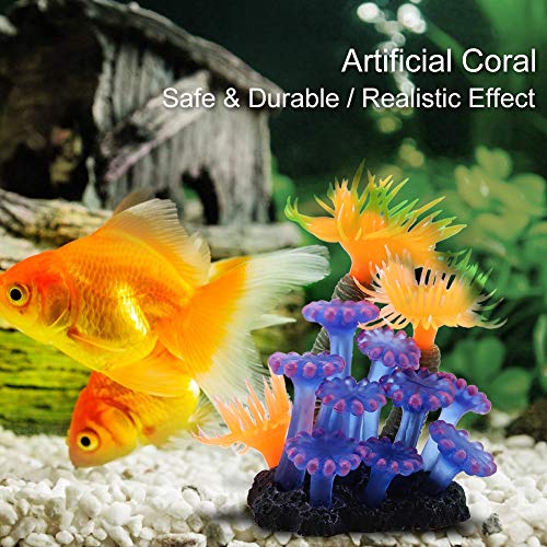 Coral Artificial, Planta de simulación Silicona Luminosa Anémona de mar de Coral para decoración de Paisaje de Acuario de Peces Adornos
