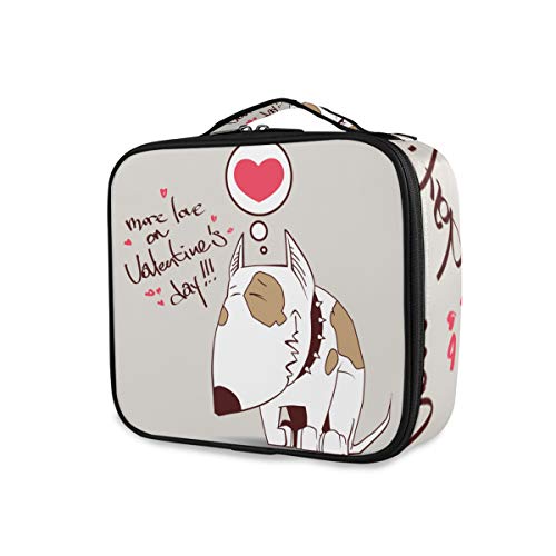 Corazón Del Amor Perro Triste Bolsa de Maquillaje Organizador de Cosméticos Portátil Estuche Mochila con Divisor Ajustable para Mujeres Niñas