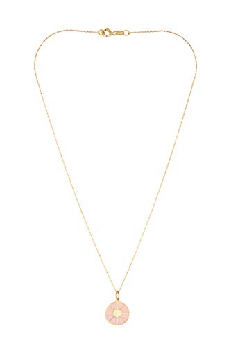 Córdoba Jewels | Colgante de Plata de Ley 925 bañada en Oro con diseño Circle Esmaltado Rosa Gold