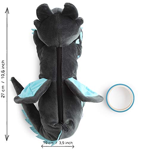 Corimori Estuche Escolar (10+ Modelos) Animales De Peluche Niños, color spark el dragón (negro) (1845-011)