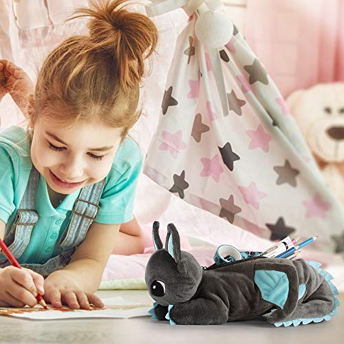 Corimori Estuche Escolar (10+ Modelos) Animales De Peluche Niños, color spark el dragón (negro) (1845-011)