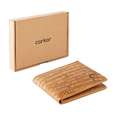 Corkor Cartera de Corcho Vegana Hombre Tarjeta de Credito Regalo Vegan Natural