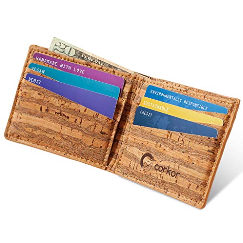 Corkor Cartera de Corcho Vegana Hombre Tarjeta de Credito Regalo Vegan Natural