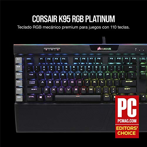 Corsair K95 RGB Platinum - Teclado mecánico Gaming (Cherry MX Speed, retroiluminación multicolor RGB, QWERTY Español), negro [España]