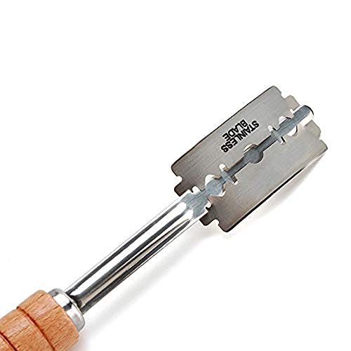 Cortador de galletas, cuchillas de acero inoxidable, cortador de pan, cortador de pan, herramienta de corte, maquinilla de afeitar y mango de madera para hornear la cocina