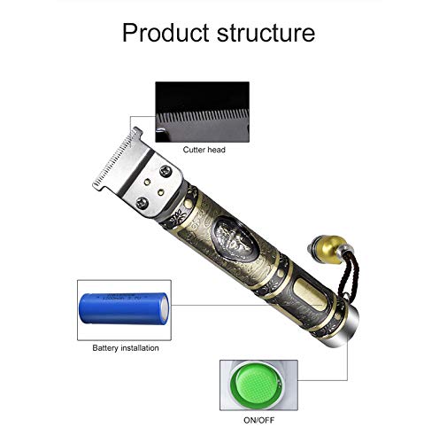 Cortadora De Cabello Profesional, Cortadora De Cabello EléCtrica con Cabeza De Buda Retro, Kit De Recortador De PeluqueríA De Corte De Pelo Recargable con Peine De LíMite