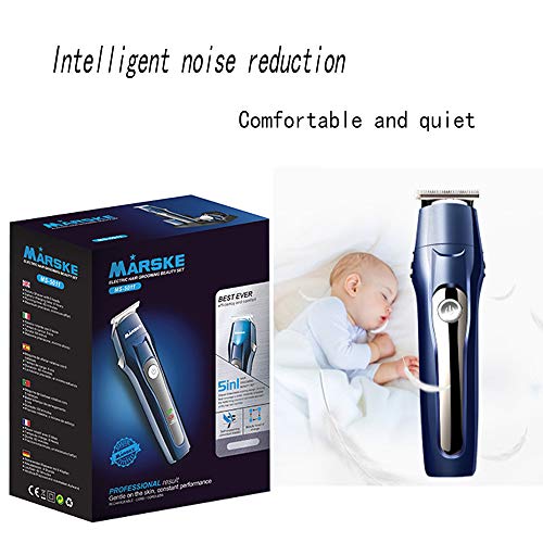 Cortapelos Profesional Hombre Cortador Pelo Cortadora de Pelo Recargable Máquina de Afeitar Recortadora Barba de Barba/Cara/Cuerpo/Nariz/Orejas/Ceja 5 en 1 Set de Afeitado Multifunción (Azul) (Azul)