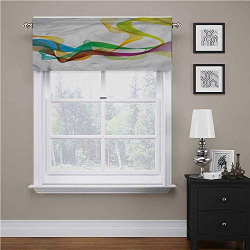 Cortina de cenefa abstracta, ondulada con cinta arco iris, con bolsillo para barra de arco iris, hace que tu baño luzca glamorosa, 150 x 35 cm