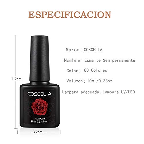 Coscelia 10pcs Esmaltes Semi Permanente Gel de Uñas Polish Soak Off UV LED Nail Art Manicura de 10ml-4