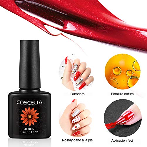 Coscelia Esmalte de Uñas Semipermanente Uñas de Gel UV/LED Kit de Manicura 12pcs Esmalte en Gel UV/LED Gel de Uñas 10ml Nail Art