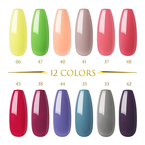 Coscelia Esmalte de Uñas Semipermanente Uñas de Gel UV/LED Kit de Manicura 12pcs Esmalte en Gel UV/LED Gel de Uñas 10ml Nail Art
