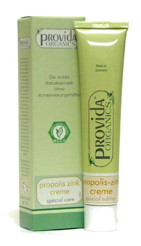 Cosméticos naturales sin conservantes: Propolis Zinc Crema facial – en caso de acné y manchas de la piel, tubo de 50 ml