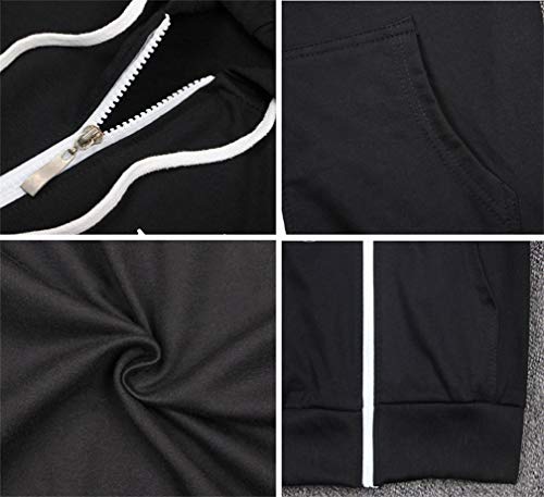 Cosstars Sword Art Online Sao Anime Sudaderas con Capucha Chaqueta Cosplay Disfraz Zip Hoodie Jacket Outwear Abrigo Negro 1 L