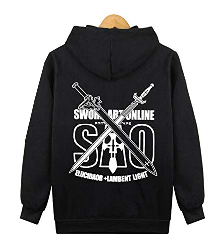 Cosstars Sword Art Online Sao Anime Sudaderas con Capucha Chaqueta Cosplay Disfraz Zip Hoodie Jacket Outwear Abrigo Negro 1 L