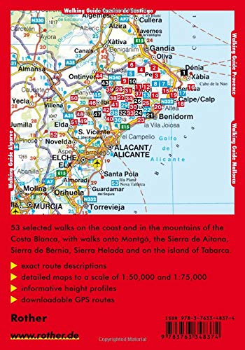 Costa Blanca, Denia – Calpe – Benidorm – Alcoy – Alicante – Orihuela, 50 walks. Rother.: Denia; Calpe; Benidorm; Alcoy; Alicante; Torrevieja - 50 Walks (Rother Walking Guides - Europe)