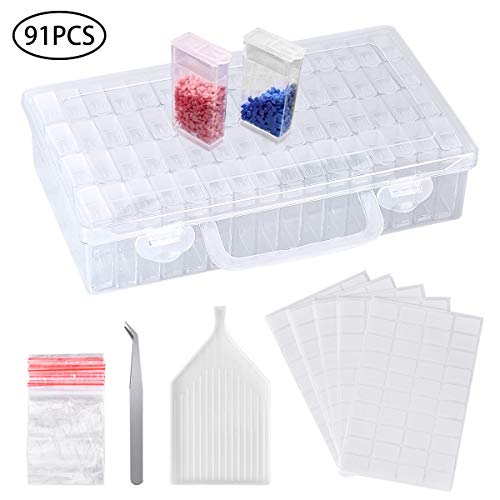 Cozywind Caja De Pintura De Diamante Conjunto de Caja De Almacenamiento 91pcs Mini Caja para DIY,Uñas,Joyas,Bricolaje,Pintura Diamante y Punto de Cruz