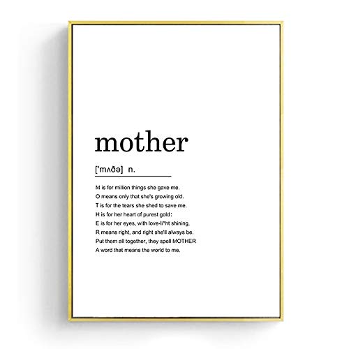 Creativo Madre Familia Amor Sonrisa Definición Citas Palabras Paráfrasis Cartel nórdico Simple Arte de la pared Pintura de la lona Imagen Sala de estar Dormitorio Decoración del hogar