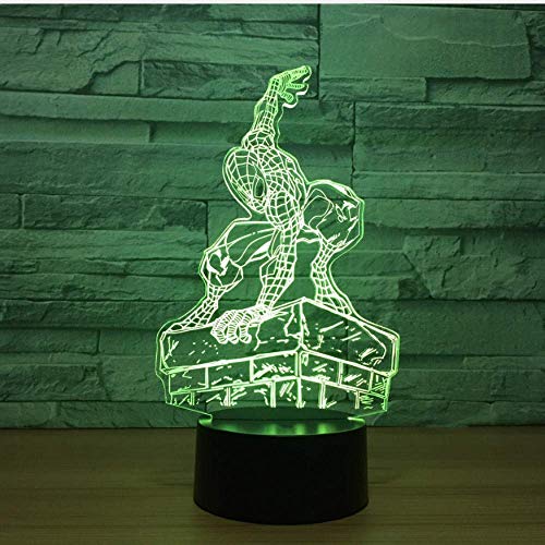 Creativo Visual 3D Acrílico Spider Man Modelado Luces Nocturnas Led Usb Lámpara De Mesa Baby Bedside Super Hero Accesorio Decoración Luz Regalo