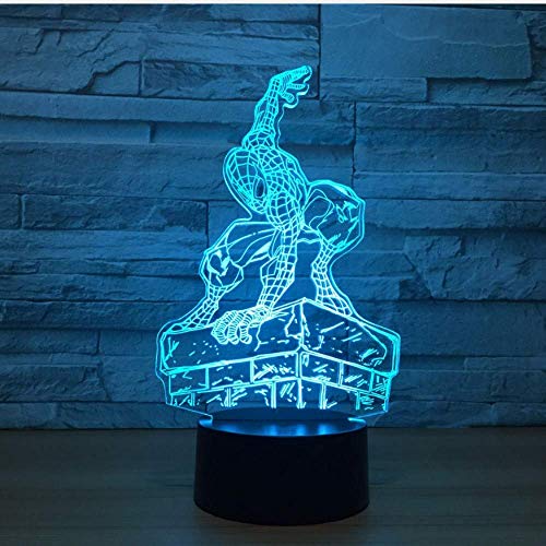 Creativo Visual 3D Acrílico Spider Man Modelado Luces Nocturnas Led Usb Lámpara De Mesa Baby Bedside Super Hero Accesorio Decoración Luz Regalo