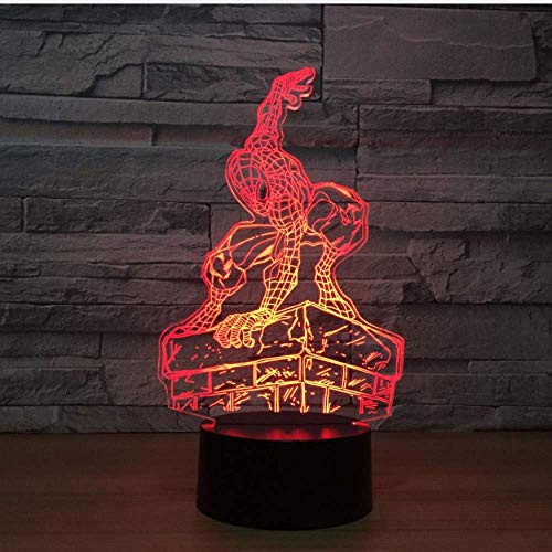 Creativo Visual 3D Acrílico Spider Man Modelado Luces Nocturnas Led Usb Lámpara De Mesa Baby Bedside Super Hero Accesorio Decoración Luz Regalo