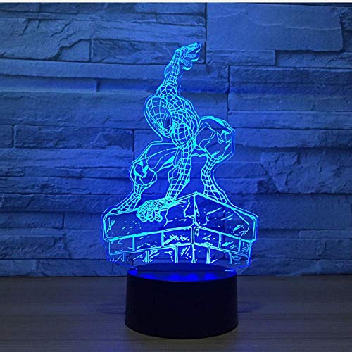 Creativo Visual 3D Acrílico Spider Man Modelado Luces Nocturnas Led Usb Lámpara De Mesa Baby Bedside Super Hero Accesorio Decoración Luz Regalo