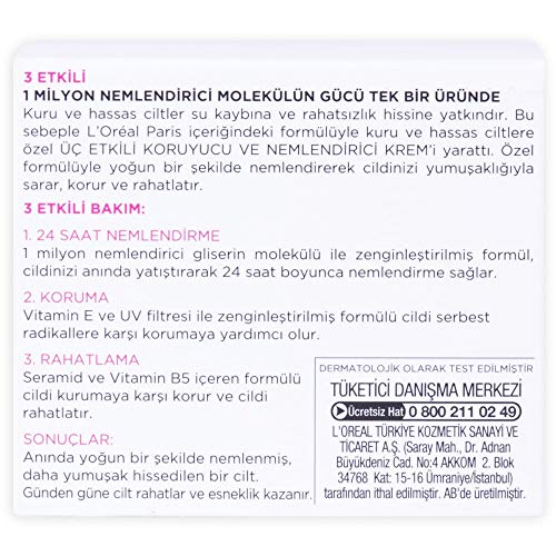 Crema Active Day Triple L'Oreal Paris Multi-Protector Hidratante y Piel Sensible 50ml Piel Seca