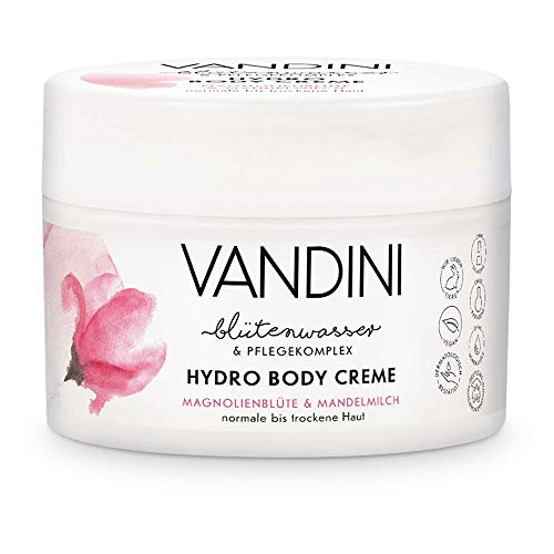 Crema corporal Hydro Body para mujer con flor de magnolia y leche de almendras – crema corporal y cara para piel normal a seca – crema hidratante vegana para mujeres (1 x 200 ml)