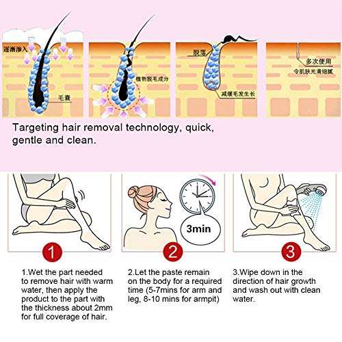Crema depilatoria para el cabello, adopta extracto de papaya, fórmula suave, herramienta depilatoria para el hogar, disponible para los hombros traseros, removedor de cabello