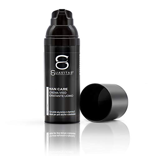 Crema facial para hombre antiedad hidratante a base de ácido hialurónico, ácido ferulico, colágeno, aloe vera, arginina. No engrasa.