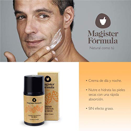 Crema Nutritiva Facial EG Seda 50 ml | Hidratante Natural con Extracto de Proteína de Seda + Vitamina E + Ácido Hialurónico | Piel Normal y Seca | Día y Noche | Mujer y Hombre | Magister Fórmula
