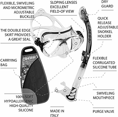 Cressi Big Eyes Evolution & Kappa Ultra Dry Schnorchel - Pack de snorkel ( tubo y gafas), color amarillo