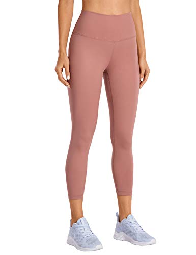 CRZ YOGA Mujer Compresión Mallas Largos Pantalones Deportivos Cintura Alta con Bolsillo-53cm Roble español 38