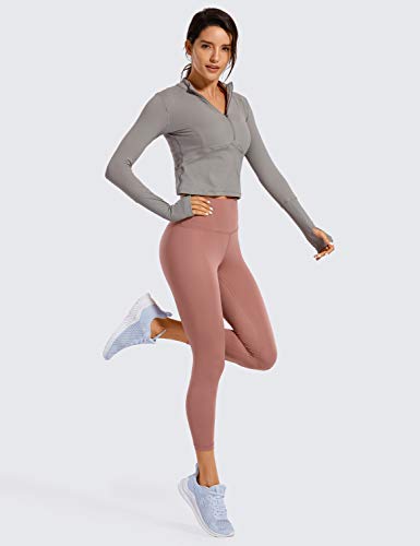 CRZ YOGA Mujer Compresión Mallas Largos Pantalones Deportivos Cintura Alta con Bolsillo-53cm Roble español 38