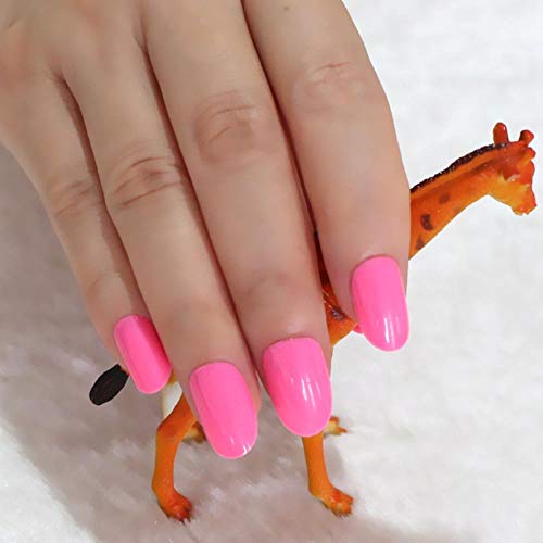 CSCH Uñas postizas 24 piezas Sweet Lady Uñas postizas Rosa brillante Uñas postizas Cornet Puntas de uñas de plástico Herramientas de manicura de uso diario