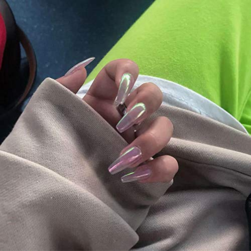 CSCH Uñas postizas 24pcs / set de uñas postizas largas rosa púrpura europeo cuadrado bailarina arte de uñas completo secretos de belleza manicura herramientas de uñas artificiales