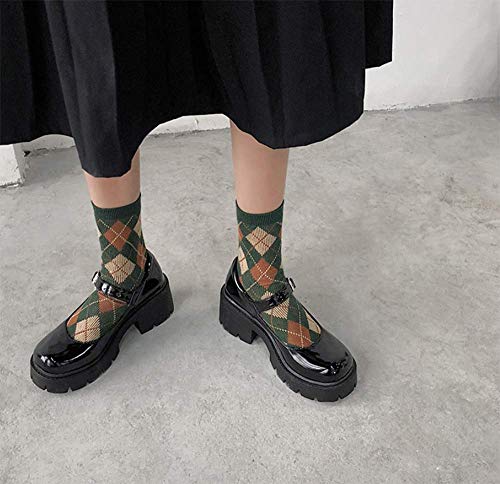 CTEJ Zapatos clásicos de para Mujer Estilo japonés Dulce Cosplay Zapatos Lolita Bonitos Zapatos Planos Informales con Hebilla de Punta Redonda y Correa,Negro,37