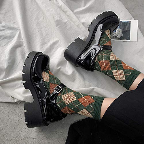 CTEJ Zapatos clásicos de para Mujer Estilo japonés Dulce Cosplay Zapatos Lolita Bonitos Zapatos Planos Informales con Hebilla de Punta Redonda y Correa,Negro,37
