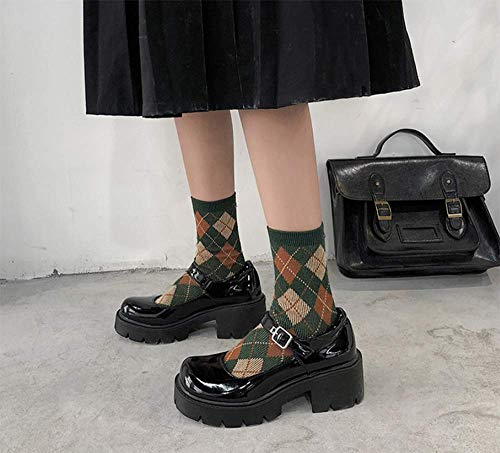CTEJ Zapatos clásicos de para Mujer Estilo japonés Dulce Cosplay Zapatos Lolita Bonitos Zapatos Planos Informales con Hebilla de Punta Redonda y Correa,Negro,37
