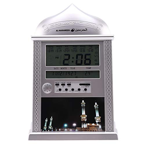 Ctzrzyt 1 Piezas MusulmáN Rezando IsláMico Azan Reloj de Mesa Azan Despertadores con Pluma 1500 Ciudades Reloj de OracióN de Athan Adhan Salah