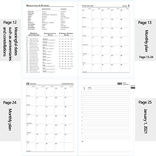 Cuaderno A5 Agenda CláSica 2021 Cierre Ventana Retro Diario Funda Piel SintéTica con BolíGrafo Exclusivo para Regalo Adecuado para JóVenes Literarios Y Gente Negocios,Orange Brown