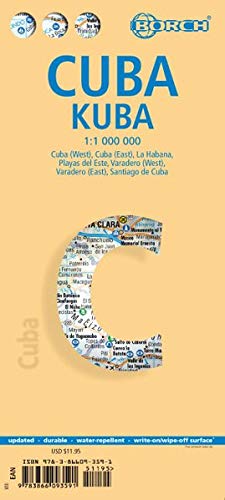 Cuba, mapa de carreteras plastificado. Escala 1:1.000.000. Borch.: BB.070