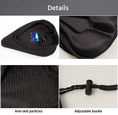 Cubierta de Asiento de Bicicleta, Rixow Sillín de Bicicleta Gel Sillín Cojín, Mejor para la Mayoría Monturas Universal