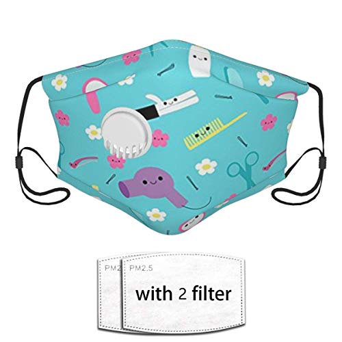 Cubierta de protección Reutilizable de peluquería de Dibujos Animados con filtros de válvula de respiración y 2 filtros para Hombres/Mujeres