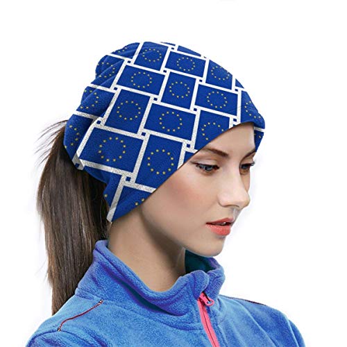 Cubierta facial Bandera de la Unión Europea Tejido Cuello Pañuelos para protección solar contra el viento y el polvo, Aire libre, Festivales, Deportes Negro