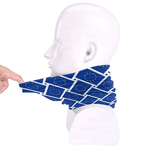 Cubierta facial Bandera de la Unión Europea Tejido Cuello Pañuelos para protección solar contra el viento y el polvo, Aire libre, Festivales, Deportes Negro