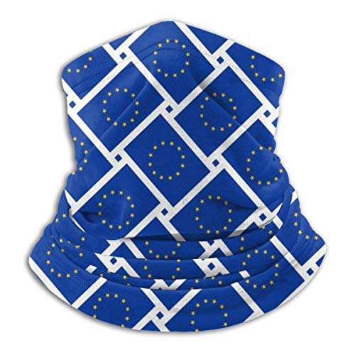 Cubierta facial Bandera de la Unión Europea Tejido Cuello Pañuelos para protección solar contra el viento y el polvo, Aire libre, Festivales, Deportes Negro