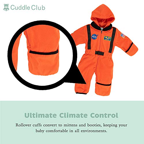 Cuddle Club Mono Polar Bebé para Recién Nacidos a Niños 4 Años - Pijamas Infantiles Chaqueta de Invierno Abrigo Polar Niño Mono de Niños - AstronautOrange12-18m