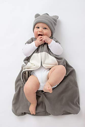 Cuddle Club Sacos de Dormir de Forro Polar para bebé – Pijama bebé Tipo Saco de Dormir - Pijama Manta bebé para recién Nacido-BearWBGrey/WhiteL